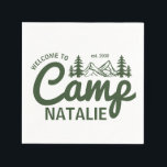 Personlig Camp Bachelorette Party Bridesmaids Pappersservett<br><div class="desc">Lägg till en personlig till din vild och till firande med Personligen Camp Bachelorette Party Bridesmaids Napkins. Perfekt för en glampande bachelorette helg, dessa anpassningsbar napkins höjer din samling med unika detaljer som passar utomhusandan. Designade med chicens lägerviber är de ett idealiskt tillägg till en brunch för "Bergen och Mimosas",...</div>