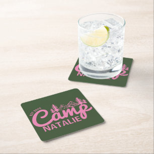 Personlig Camp Bachelorette Party Bridesmaids Underlägg Papper Kvadrat