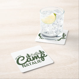 Personlig Camp Bachelorette Party Bridesmaids Underlägg Papper Kvadrat