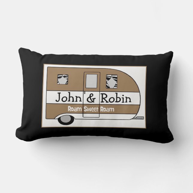 Personlig Camper Dekorativ kudde "Roam Sweet Roam" (Framsida)