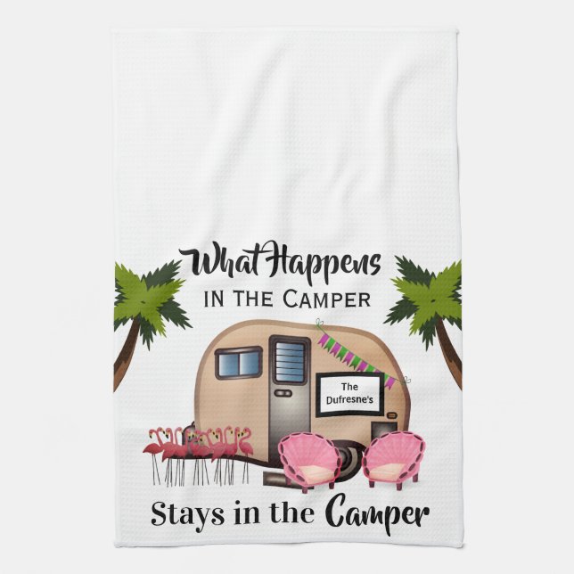 Personlig Camper/Flamingo Kitchen Towel Kökshandduk (Vertikal)