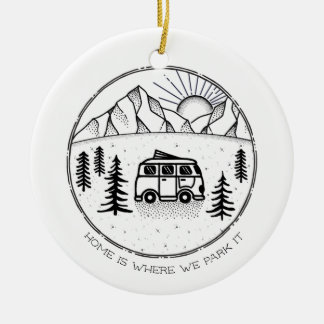 Personlig Camper Van Outdoor Resa Year Review Julgransprydnad Keramik