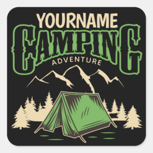 Personlig Camping Family Camp Resa Äventyr Fyrkantigt Klistermärke