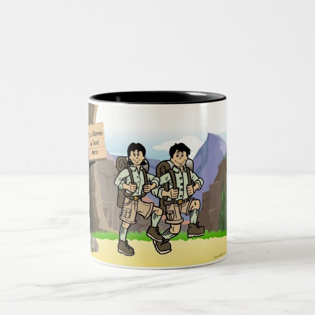 Personlig Camping, Hiking - Honlig Tecknad Två-Tonad Mugg (Center)