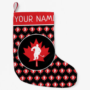Personlig Canada Canadian Hockey Maple Löv Liten Julstrumpa
