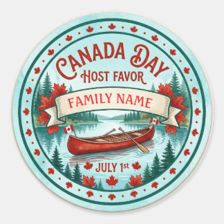 Personlig Canada Day-värd Förmånsetikett. Runt Klistermärke