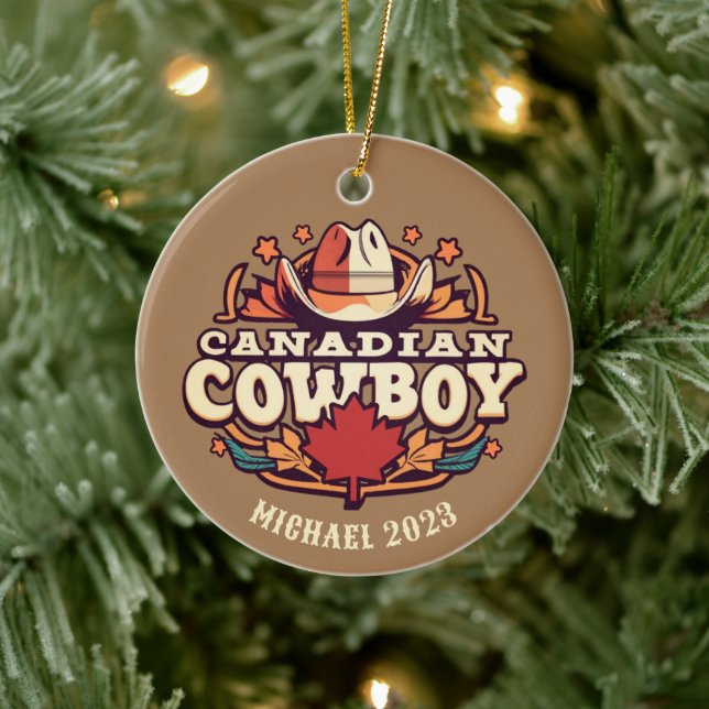 Personlig Canadian Cowboy-jul Julgransprydnad Keramik (Träd)