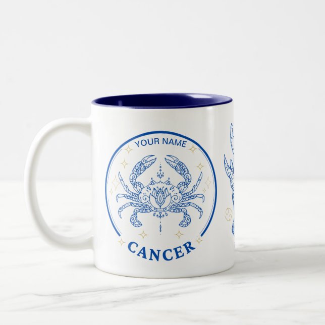 Personlig Cancer Zodiac 11 oz Två-Tonad Mugg (Vänster)