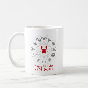Personlig Cancer Zodiac Birthday Gift Kaffemugg