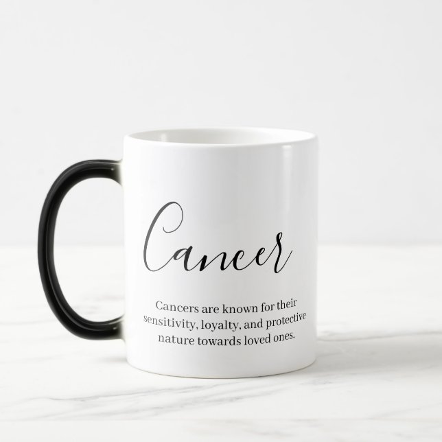 "Personlig Cancer Zodiac-tecken Namn och kvalitet" Magisk Mugg (Vänster)