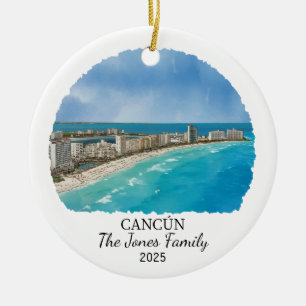 Personlig Cancun Ornament, Mexiko Gift Julgransprydnad Keramik