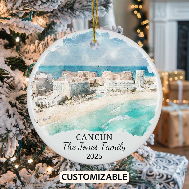 Personlig Cancun Ornament, Mexiko Gift Julgransprydnad Keramik (Skapare uppladdad)