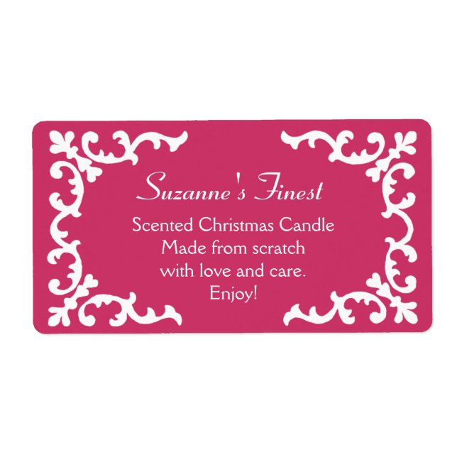Personlig Candle eller Canning Burk Rosa Label Fraktsedel (Framsidan)
