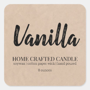 Personlig Candle-etikett Rustic Kraft Sticker Fyrkantigt Klistermärke