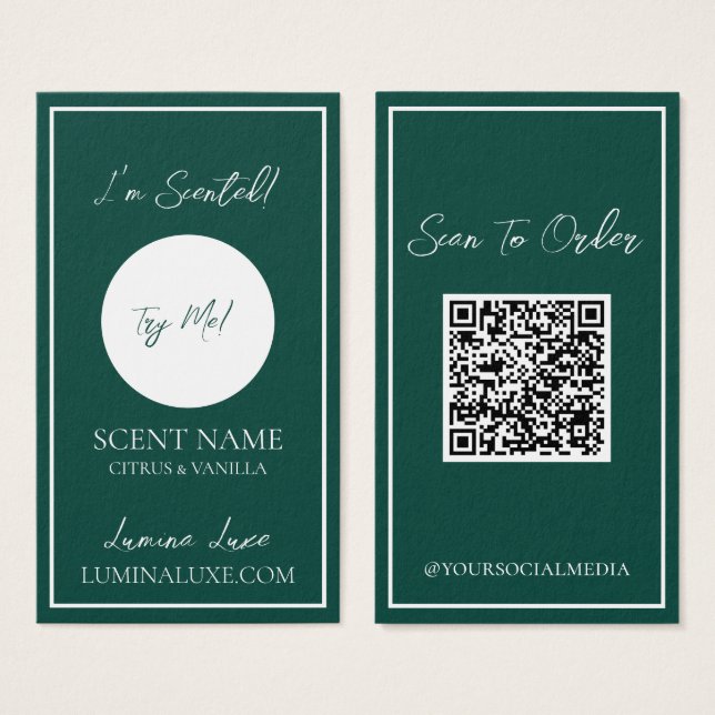 Personlig Candle Scent Emerald Sampler Card Visitkort (Framsida & baksida)