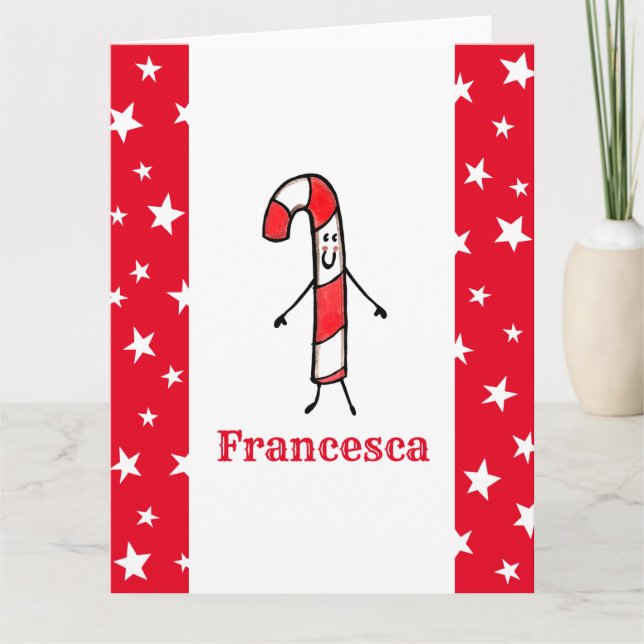 Personlig Candy cane jul Kort (Framsida)