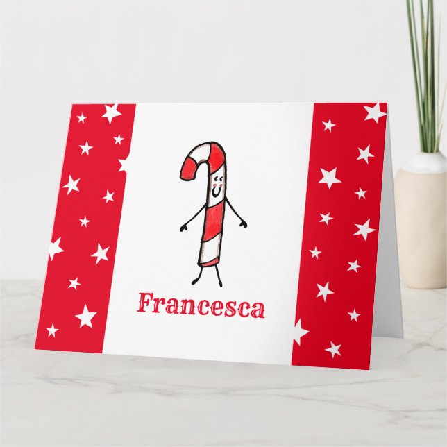 Personlig Candy cane jul Kort (Framsida)