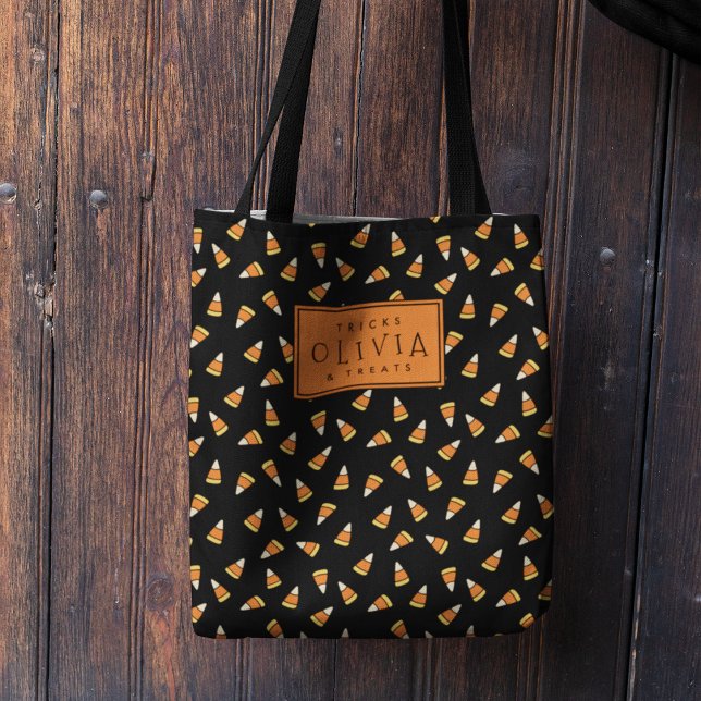 Personlig Candy corn Halloween Candy Tote Tygkasse (Skapare uppladdad)