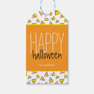 Personlig Candy corn Mönster Happy halloween Presentetikett