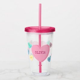 Personlig Candy Heart Tumbler Take Away Mugg