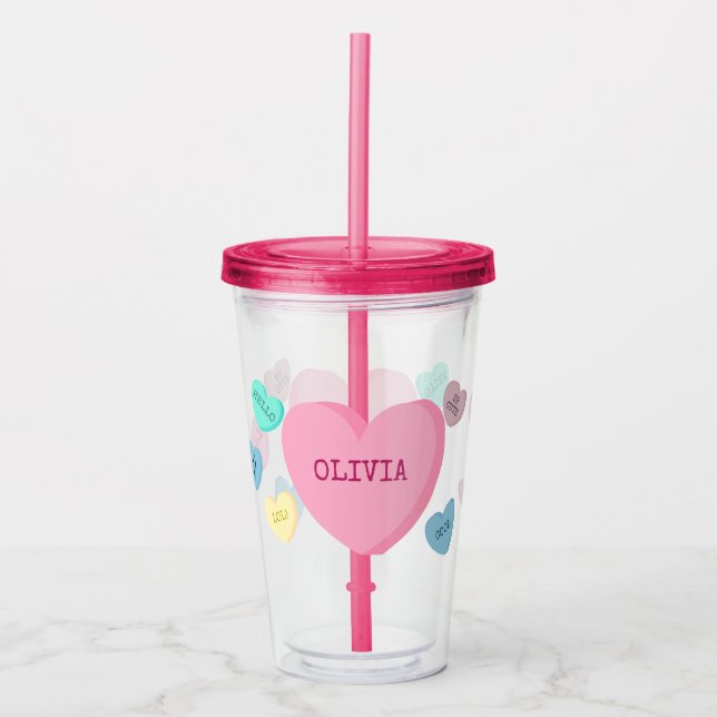 Personlig Candy Heart Tumbler Take Away Mugg (Framsida)