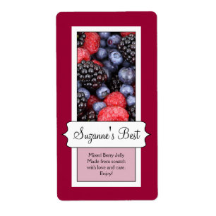 Personlig Canning Burk-etikett, Berries Fraktsedel