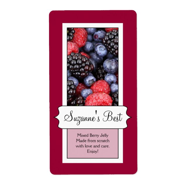 Personlig Canning Burk-etikett, Berries Fraktsedel (Framsidan)
