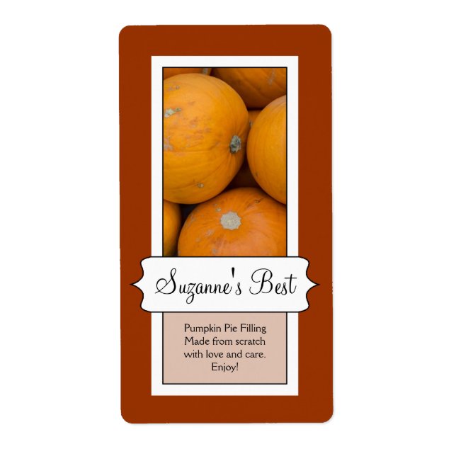 Personlig Canning Burk-etikett, Pumpkin Fraktsedel (Framsidan)
