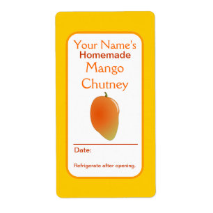 Personlig Canning Labels for Burk Mango Chutney Fraktsedel