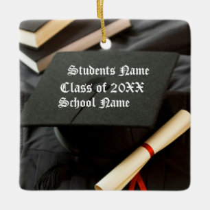 Personlig Cap Diploma Studenten Julgransprydnad Keramik