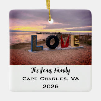Personlig Cape Charles, Virginia Foto Jul Julgransprydnad Keramik
