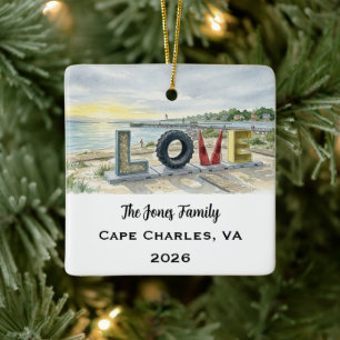 Personlig Cape Charles, Virginia jul Julgransprydnad Keramik