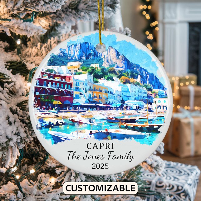 Personlig Capri Ornament, Italien Gift Julgransprydnad Keramik (Skapare uppladdad)