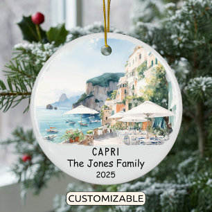 Personlig Capri Ornament, Italien Julgransprydnad Keramik
