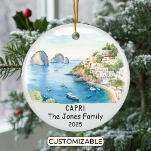 Personlig Capri Ornament, Italien Julgransprydnad Keramik