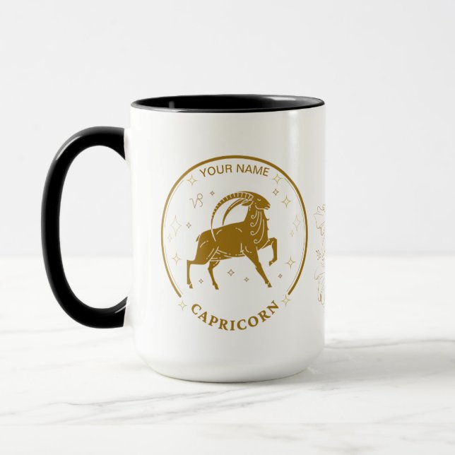 Personlig Capricorn Zodiac 15 oz Mugg (Vänster)