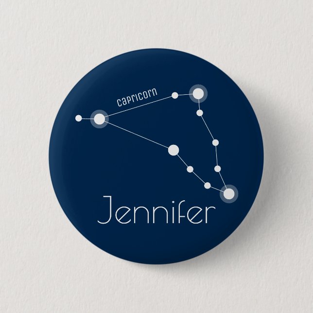 Personlig Capricorn Zodiac Constellation Knapp (Framsida)