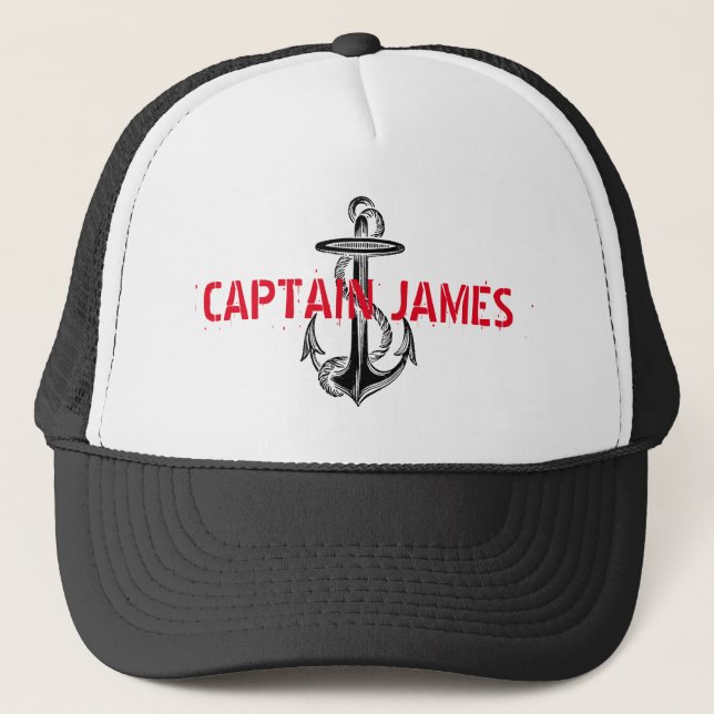 Personlig Captain Black Vintage Ankar Truckerkeps (Framsida)
