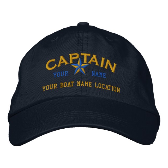 Personlig CAPTAIN Star Boll Cap Embroidery Broderad Keps (Framsida)