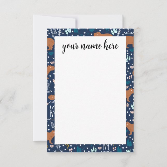 Personlig Capybara Notecards Tack Kort (Framsida)