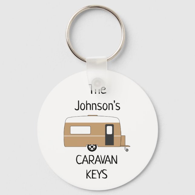 Personlig Caravan Nycklar namn Keychain Nyckelring (Framsida)
