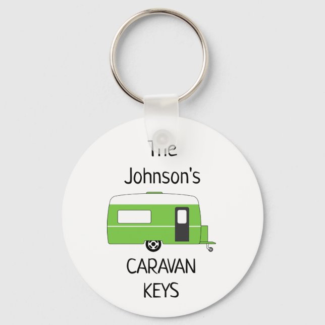 Personlig Caravan Nycklar namn Keychain Nyckelring (Framsida)