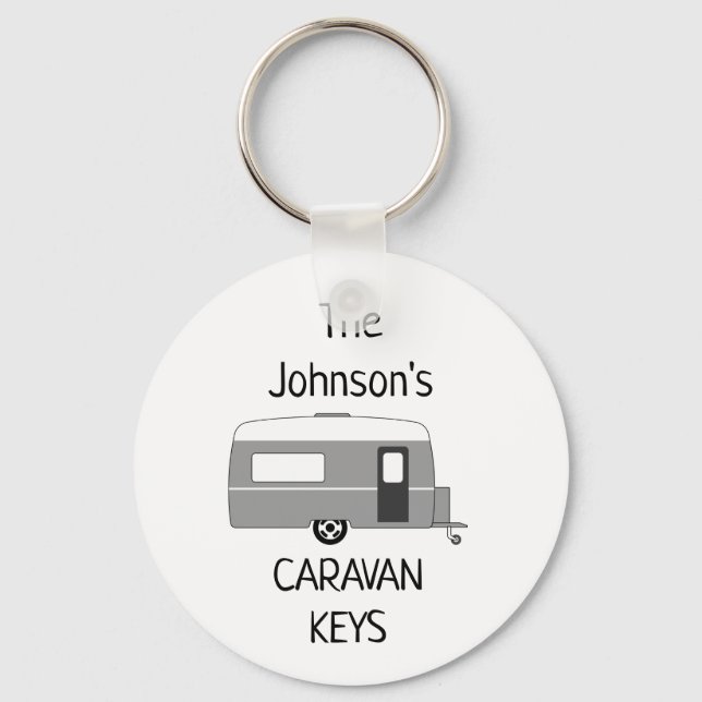 Personlig Caravan Nycklar namn Keychain Nyckelring (Framsida)