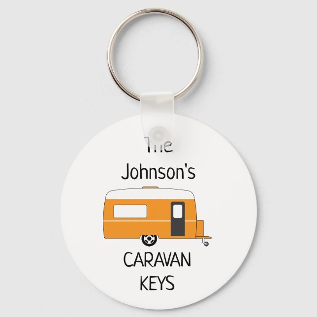 Personlig Caravan Nycklar namn Keychain Nyckelring (Framsida)