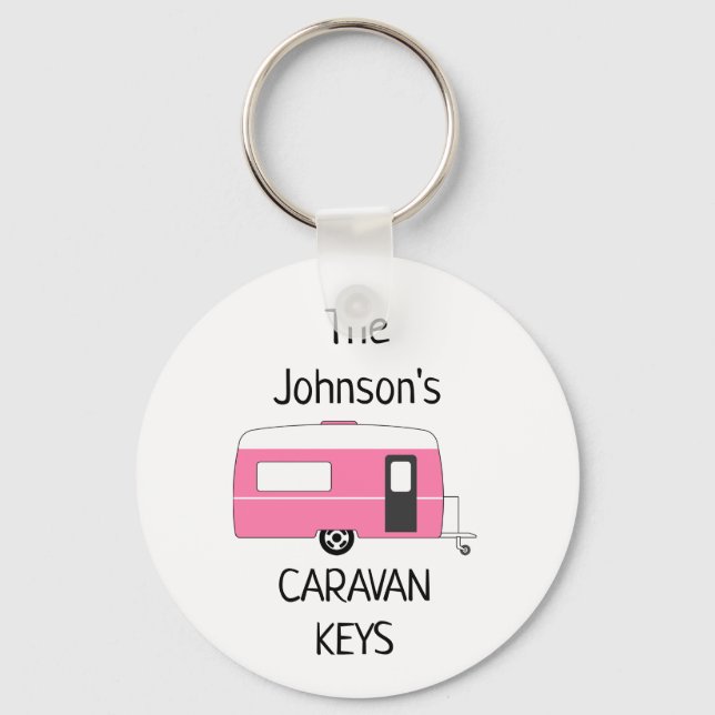 Personlig Caravan Nycklar namn Keychain Nyckelring (Framsida)