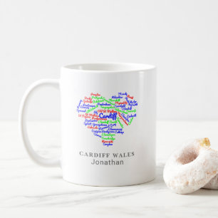 Personlig Cardiff Wales Ord Cloud Typography Kaffemugg