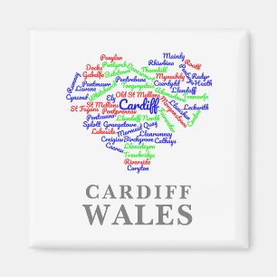 Personlig Cardiff Wales Ord Cloud Typography Magnet