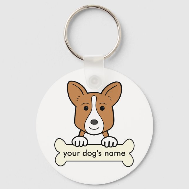 Personlig Cardigan Welsh Corgi Nyckelring (Framsida)