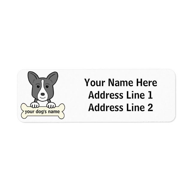 Personlig Cardigan Welsh Corgi Returadress Etikett (Framsidan)