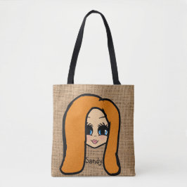 Personlig Caricature Jute Print ginger red Tygkasse